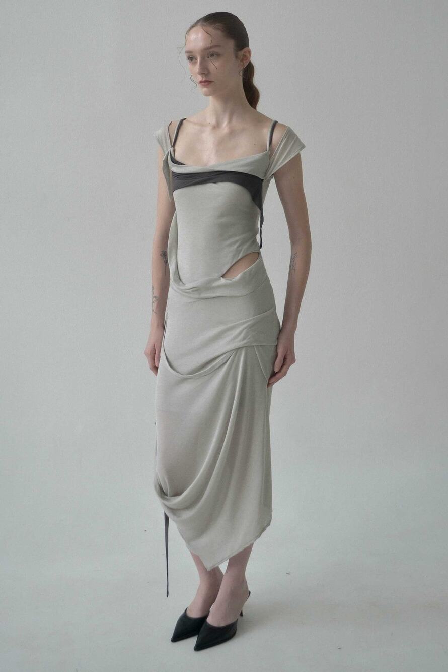 Caro Chia Artois Square Neck Sleeveless Midi Dress - S